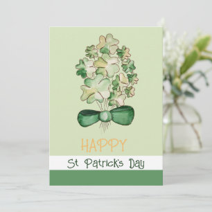 Tarjeta Festiva Lucky Shamrock Clover Watercolor Art