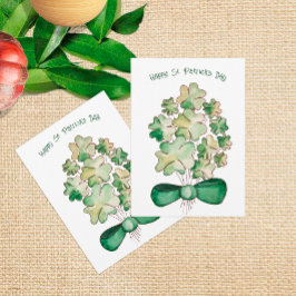 Tarjeta Festiva Lucky Shamrock Clover Watercolor Art