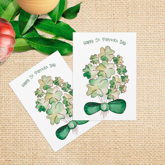 Tarjeta Festiva Lucky Shamrock Clover Watercolor Art (Subido por el creador)