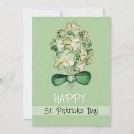 Tarjeta Festiva Lucky Shamrock Clover Watercolor Art