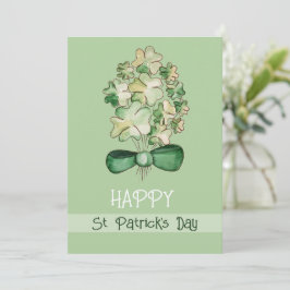 Tarjeta Festiva Lucky Shamrock Clover Watercolor Art