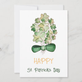 Tarjeta Festiva Lucky Shamrock Clover Watercolor Art