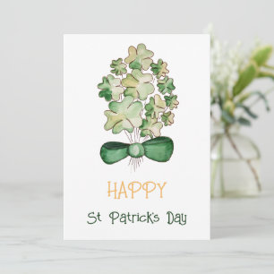Tarjeta Festiva Lucky Shamrock Clover Watercolor Art