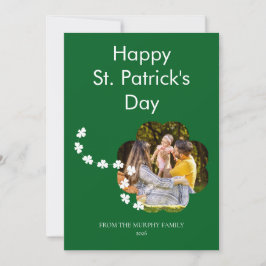 Tarjeta Festiva Lucky Shamrock Shape Photo St. Patricks Day Family