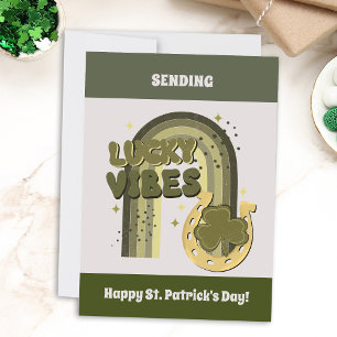 Tarjeta Festiva Lucky Vibes Boho St Patrick's Day Irish Shamrock