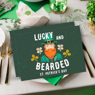 Tarjeta Festiva Lucky y barbudo duende del día de San Patricio