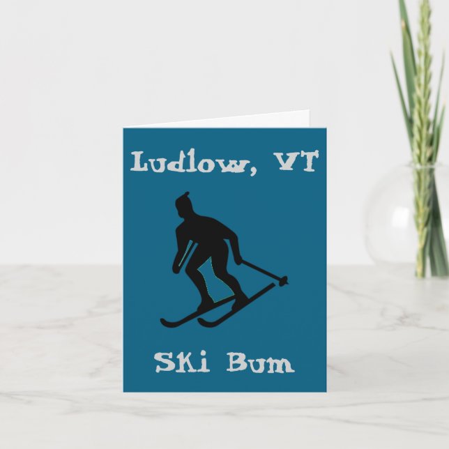 Tarjeta Festiva Ludlow, VT Green Mountain Ski Bum (esquí de Vermon (Anverso)
