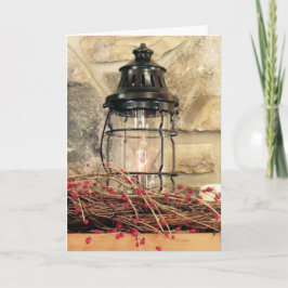 Tarjeta Festiva Lugar de la chimenea de Navidades Mantal