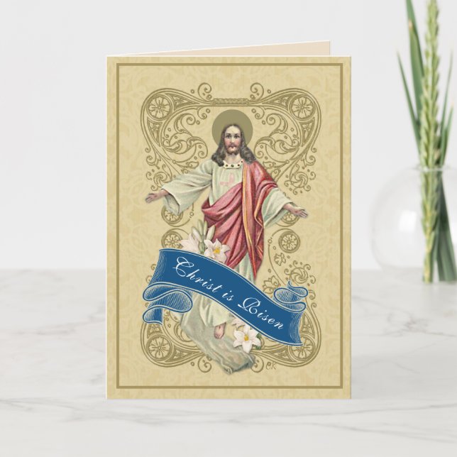Tarjeta Festiva Lugar floral de la resurrección religiosa de Seman (Anverso)