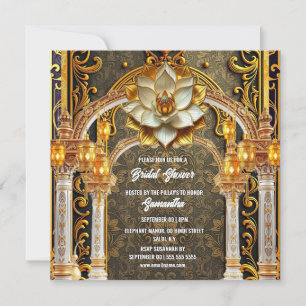 Tarjeta Festiva Lujo Mehndi Templo Indio Loto Ducha de Novia