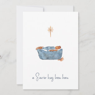 Tarjeta Festiva Luke 2:11 Navidades de Natividad de acuarela Minim