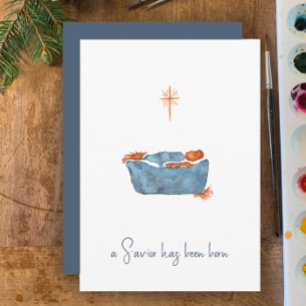 Tarjeta Festiva Luke 2:11 Navidades de Natividad de acuarela Minim