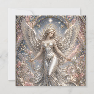 Tarjeta Festiva Lumina Ascendant – Retrato de Ángel Celestial