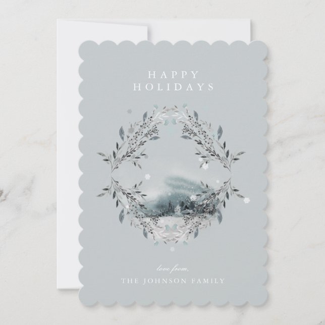 Tarjeta Festiva Luminosa luz suave Navidades azul Verde azulado  d (Anverso)