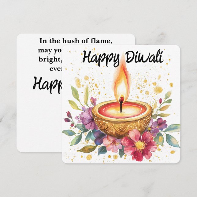 Tarjeta Festiva Luminosa oferta de Diwali (Anverso / Reverso)