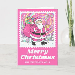 Tarjeta Festiva Luminoso sello de los Navidades de Santa Claus ros