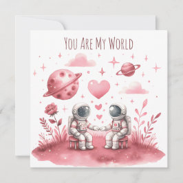 Tarjeta Festiva Lupercalia Astronauta Amor Espacial San Valentín