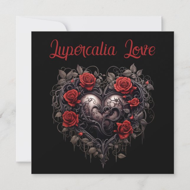 Tarjeta Festiva Lupercalia Black Thorns & Roses Heart Valentine's (Anverso)