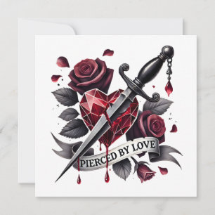 Tarjeta Festiva Lupercalia Gótico Corazón y Espada San Valentín