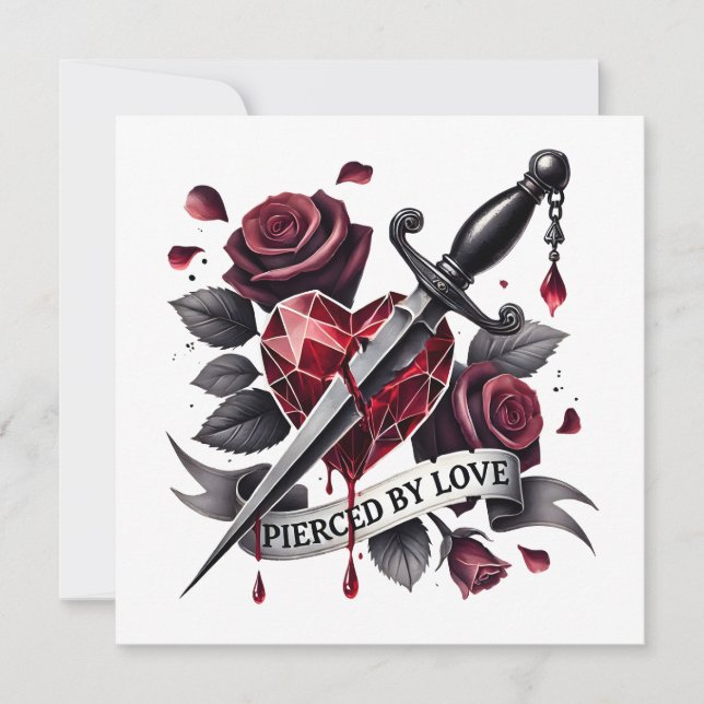 Tarjeta Festiva Lupercalia Gótico Corazón y Espada San Valentín (Anverso)