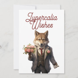 Tarjeta Festiva Lupercalia Lobo Hermoso Día de San Valentín