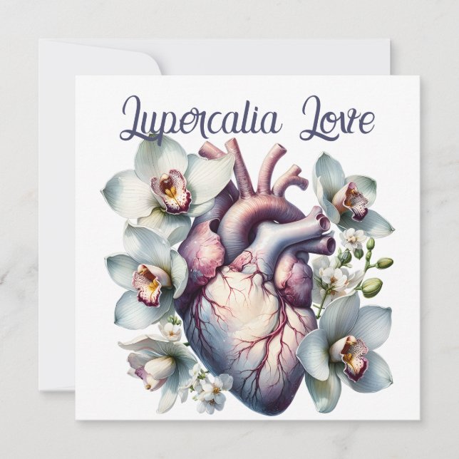 Tarjeta Festiva Lupercalia Love Gothic Anatomical Heart Flowers (Anverso)