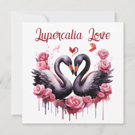 Tarjeta Festiva Lupercalia Love Swans & Roses Valentine's Day