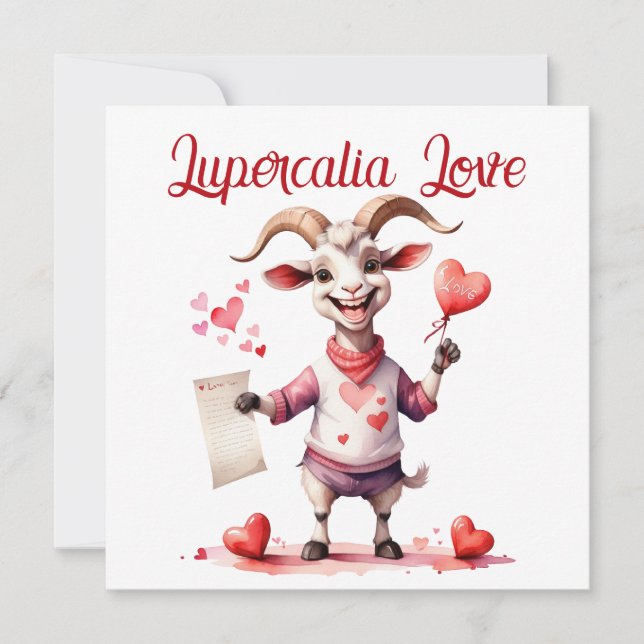 Tarjeta Festiva Lupercalia Love Sweet Goat Hearts Valentine's Day (Anverso)