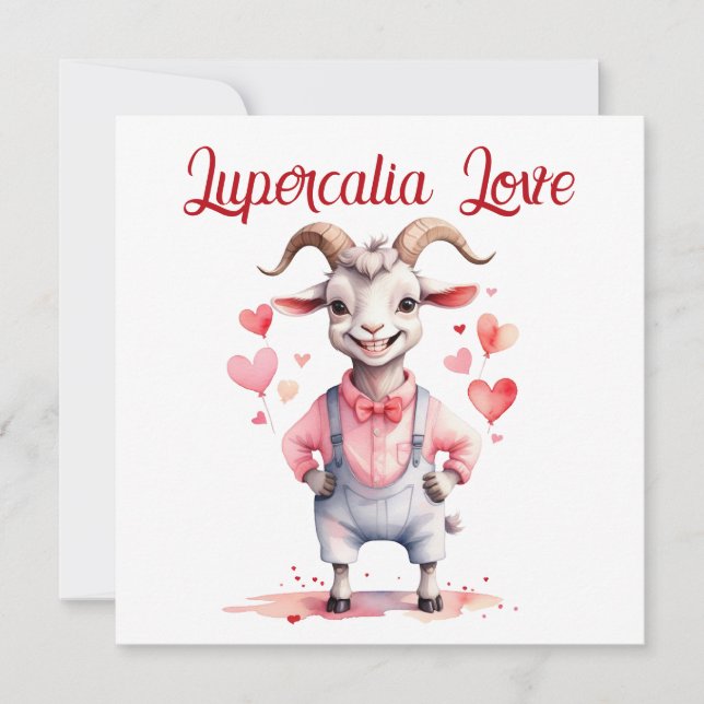 Tarjeta Festiva Lupercalia Love Sweet Goat Hearts Valentine's Day (Anverso)