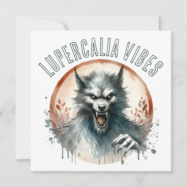 Tarjeta Festiva Lupercalia Vibes Werewolf Valentine's Day (Anverso)