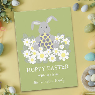 Tarjeta Festiva Lúpulo Personalizado de Pascua Conejito Lindo Flor