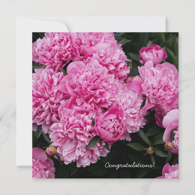 Tarjeta Festiva Lush Pink Peony Garden Floral Fine Art (Anverso)