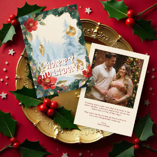 Tarjeta Festiva Luxurious Red and Gold Christmas Ornament Photo