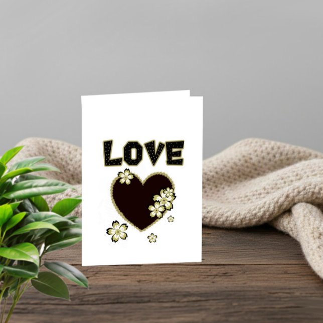 Tarjeta Festiva Luxury Love Card – Black Lace Heart & Floral Desig (Subido por el creador)