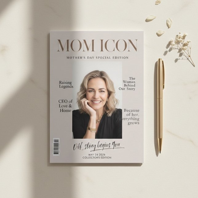 Tarjeta Festiva Luxury Personalized Mom Magazine Cover Photo  (Subido por el creador)