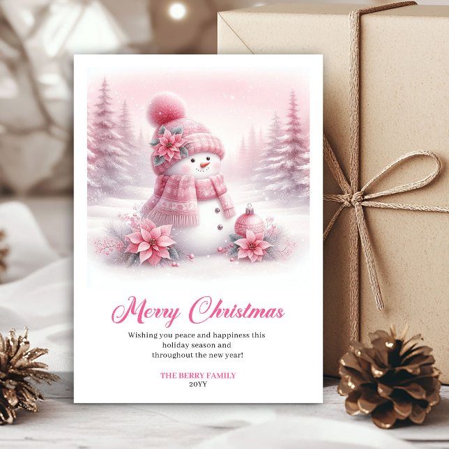 Tarjeta Festiva Luxury Pinkmas Editable Festive Scene Christmas  (Luxury Pinkmas Editable Festive Scene Christmas Greeting Card

)
