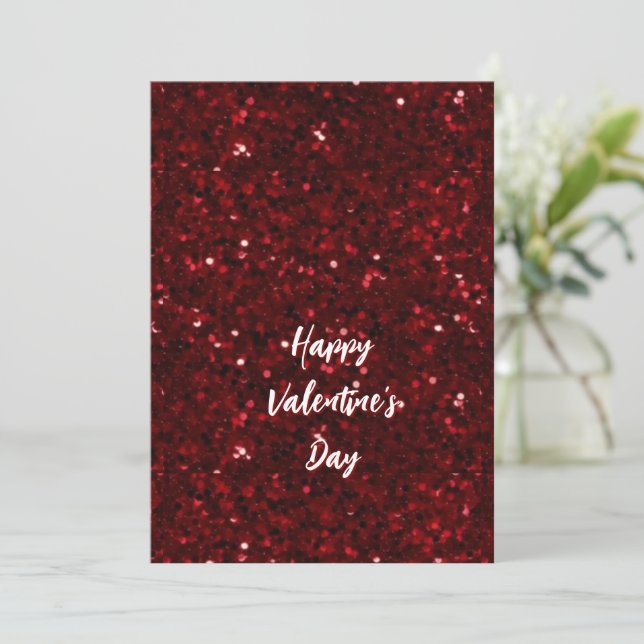 Tarjeta Festiva Luxury Red Glitter Happy Valentine's Day Special  (Anverso de pie)
