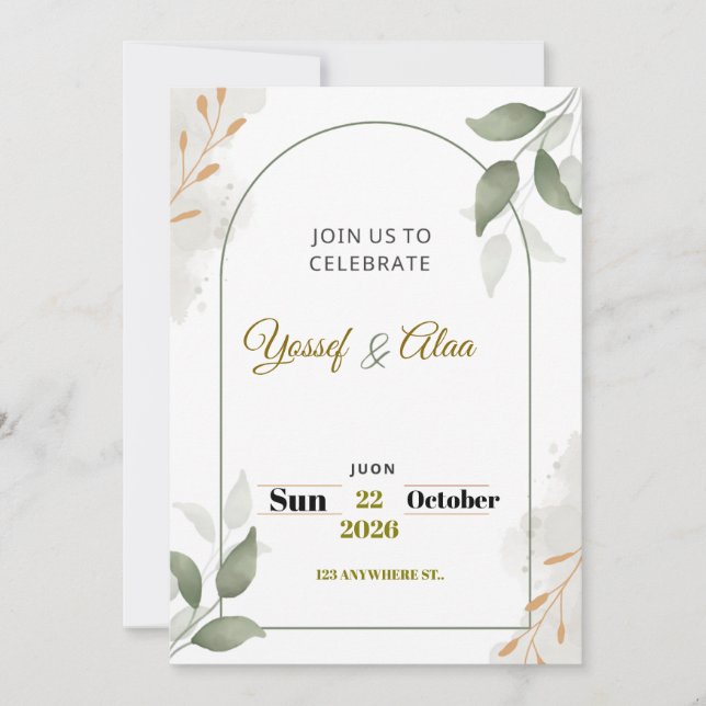 Tarjeta Festiva Luxury Wedding Invitation | Gold Accents | Modern  (Anverso)