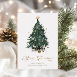 Tarjeta Festiva Luxury White and Gold Christmas 