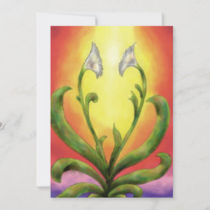 Tarjeta Festiva luz brillando en la flor del corazón con flores bl