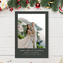 Tarjeta Festiva Luz de la foto de la costa mundial recién casada