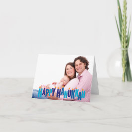 Tarjeta Festiva Luz de la Vela azul tonal Hanukkah