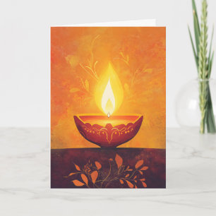 Tarjeta Festiva Luz de lámpara de Diwali naranja