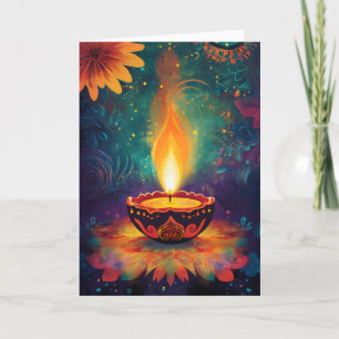 Tarjeta Festiva Luz Diwali Ornamental