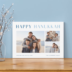 Tarjeta Festiva Luz moderna Elegante Hanukkah Collage de fotos H