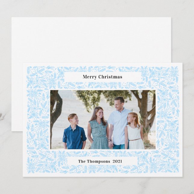 Tarjeta Festiva Luz navideña del marco navideño (Anverso / Reverso)