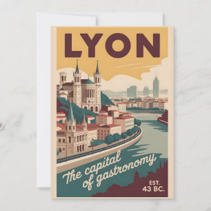 Tarjeta Festiva Lyon Francia Paisaje Urbano Retro Viajes