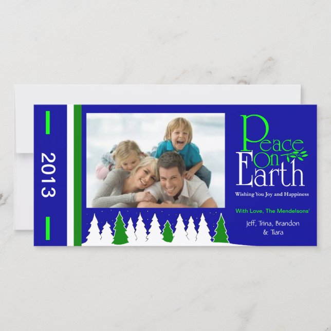 Tarjeta Festiva M1 Peace On Earth-Royal Holiday Xmas Photo Cards (Anverso)