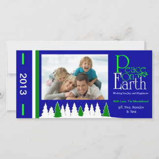 Tarjeta Festiva M1 Peace On Earth-Royal Holiday Xmas Photo Cards