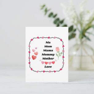Tarjeta Festiva Ma, Mamá, Mama, Mami en un